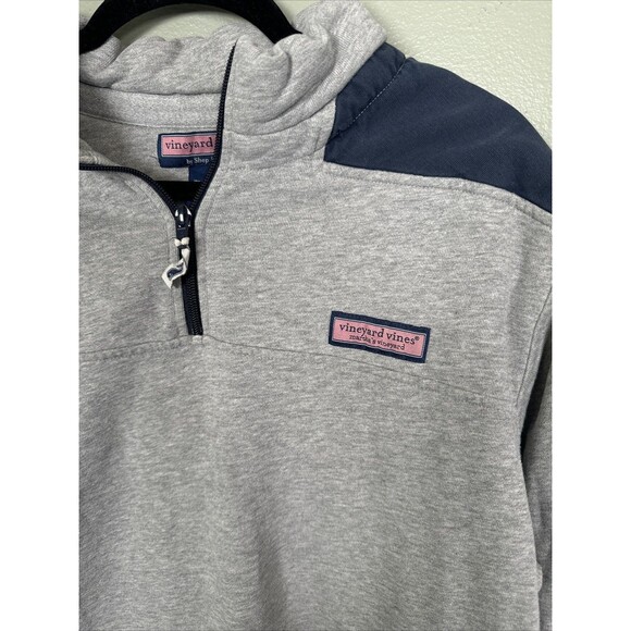 Vineyard Vines Collegiate Quarter Zip Gray With Navy Sweatshirt Men's Size Large - Picture 3 of 9